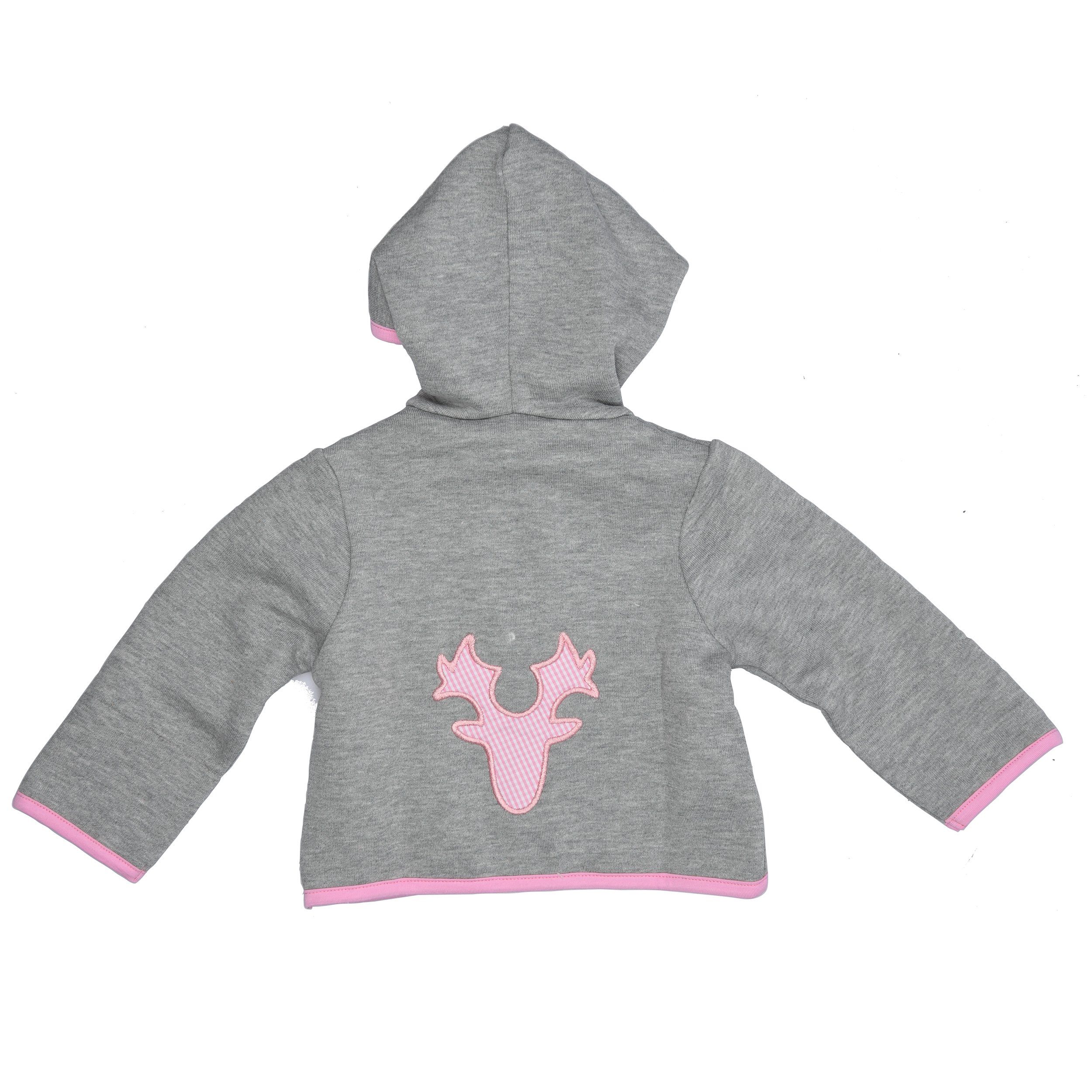 P.Eisenherz Trachtenjacke Kapuzenjacke mit Geweih, rosa Applikation