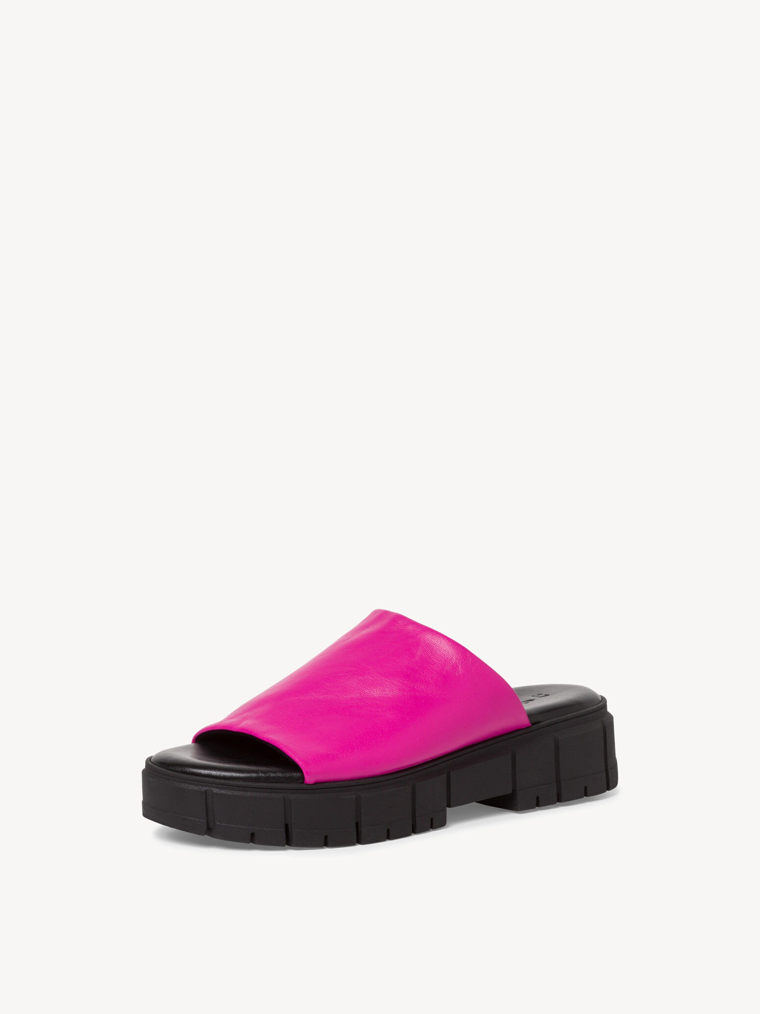Mule en cuir - rose fuchsia