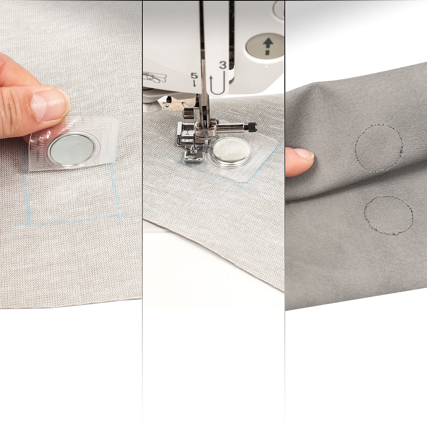 buttinette Magnet-Verschlüsse zum Einnähen, Größe: 15 + 19 mm Ø, Inhalt: 3 Stück