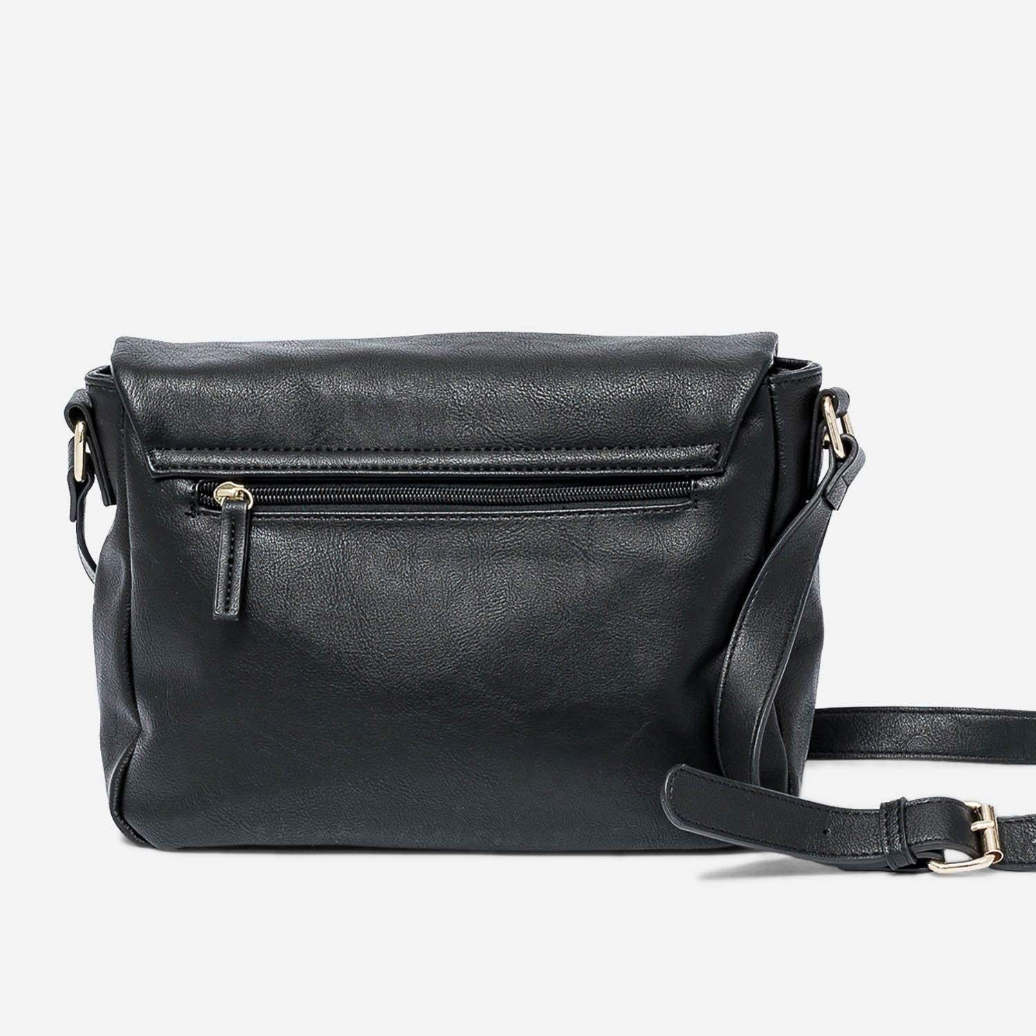 Sac besace noir avec rabat zippé