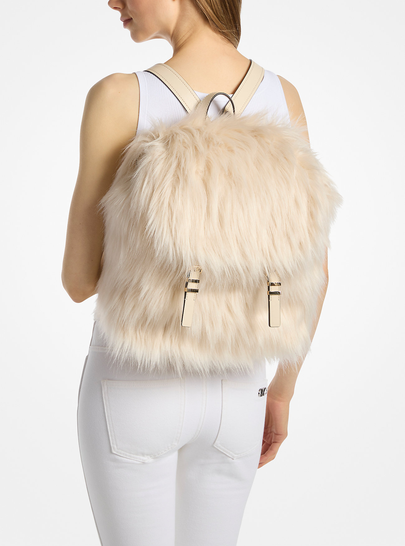 Plecak Quinn Medium Faux Fur - NATURAL