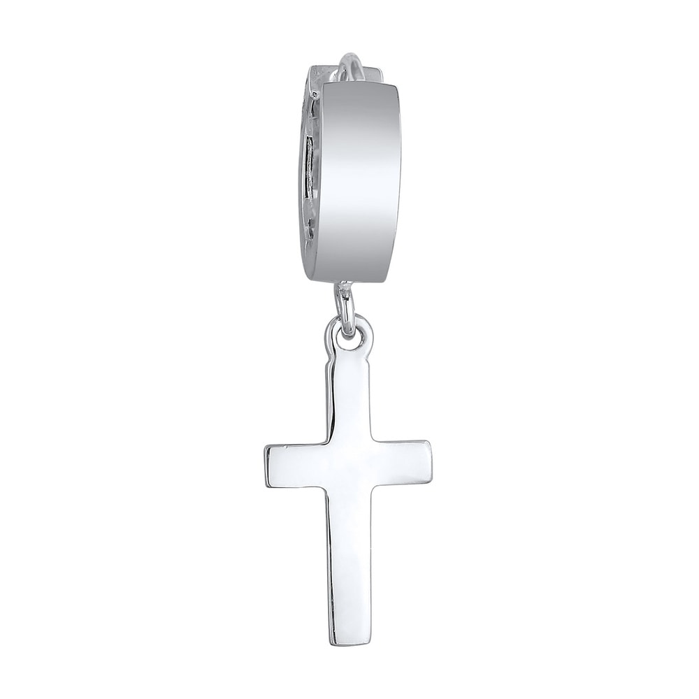 KUZZOI KUZZOI Boucles d'Oreilles Hommes Créoles Simple Croix Charnière Tendance en Argen Boucles d'oreilles