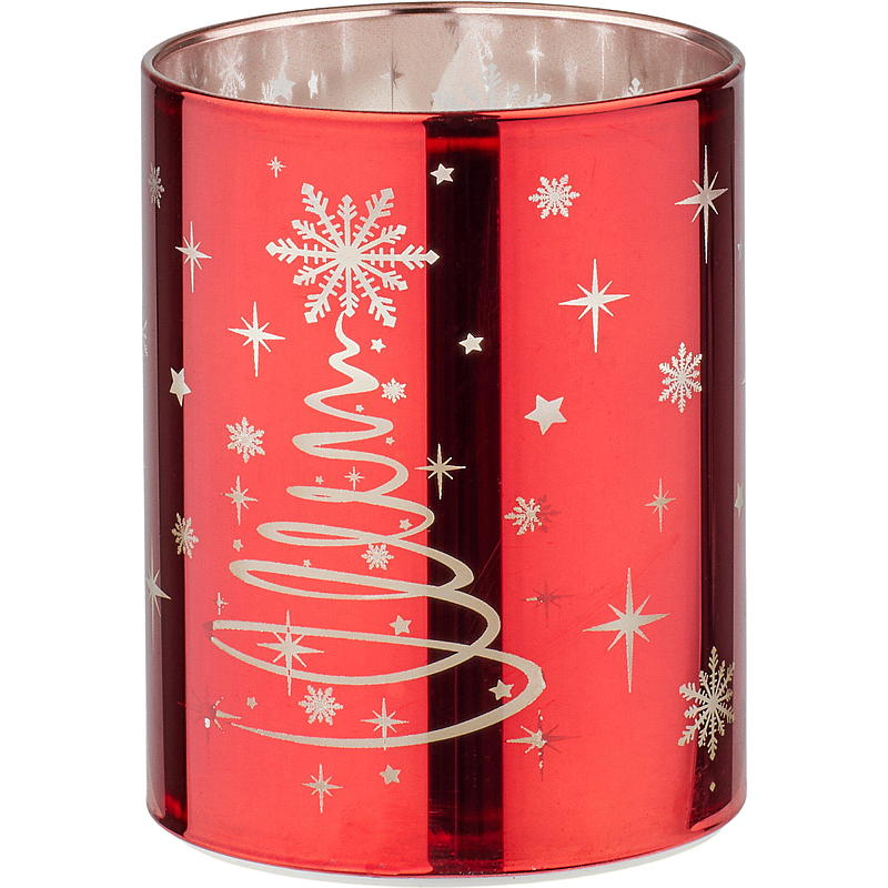 Vie Selected LED-lys i glass 7,6x10 cm rød juledesign