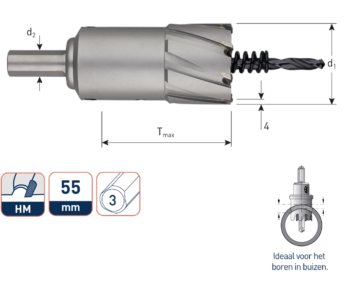 Rotec 535.0401 Dierová fréza 40 mm stopka 13 mm