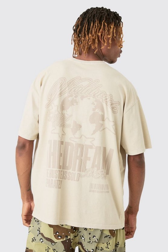 Tall Oversize T-Shirt mit Dream Worldwide Print