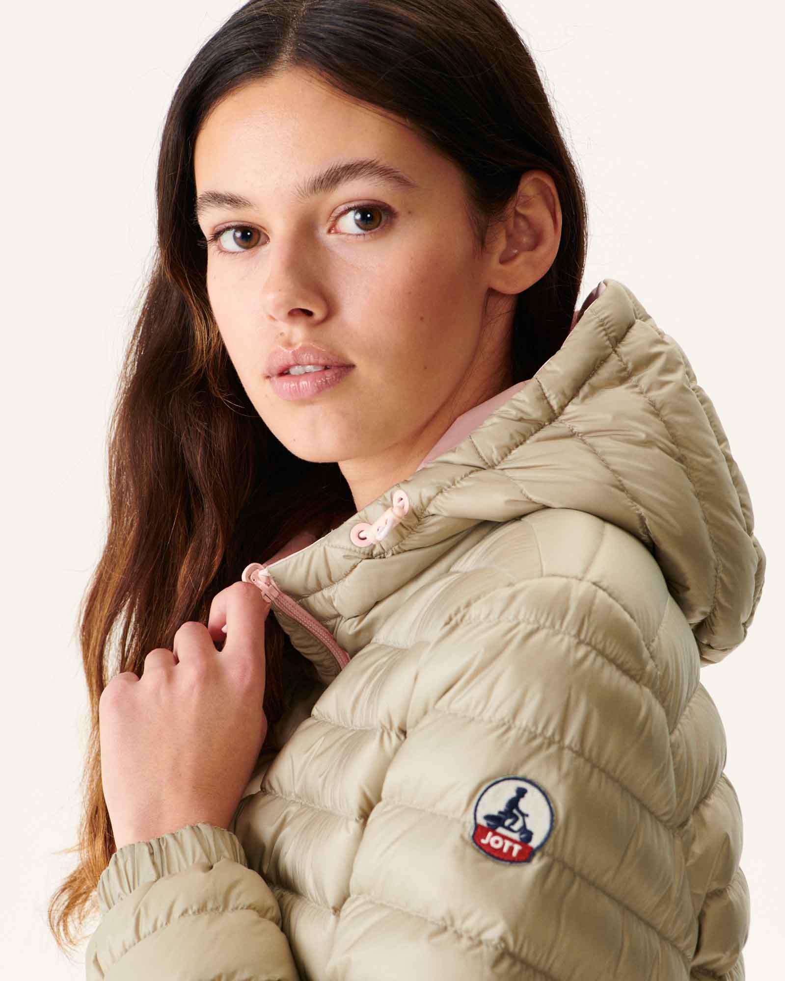 Doudoune réversible à capuche Rose clair/Beige Vienne
