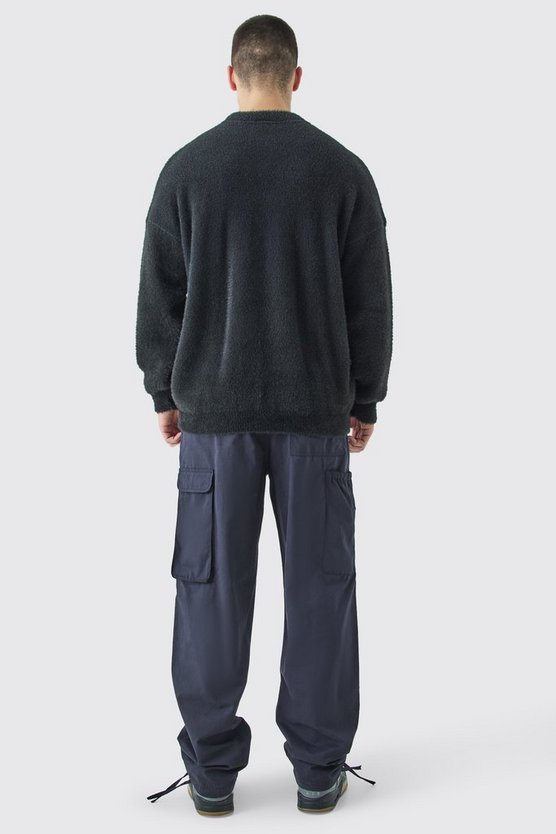 Lange Cargohose mit fester Taille und Bundfalten