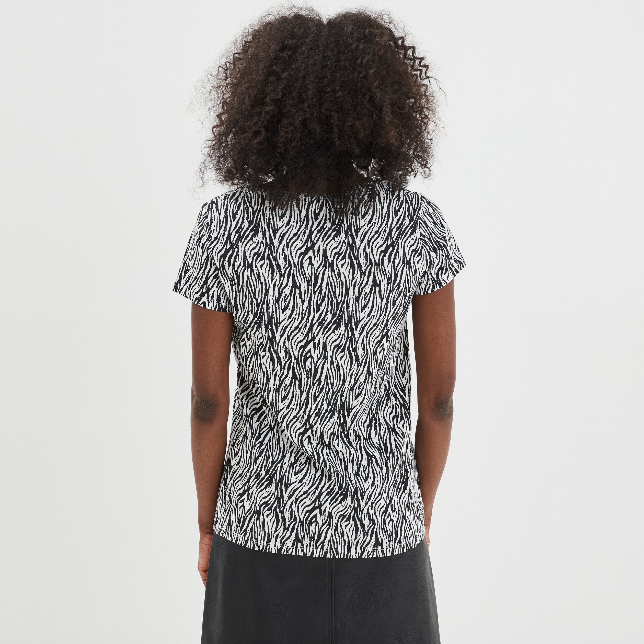 T-shirt imprimé coupe ajustée blanc femme | La Halle