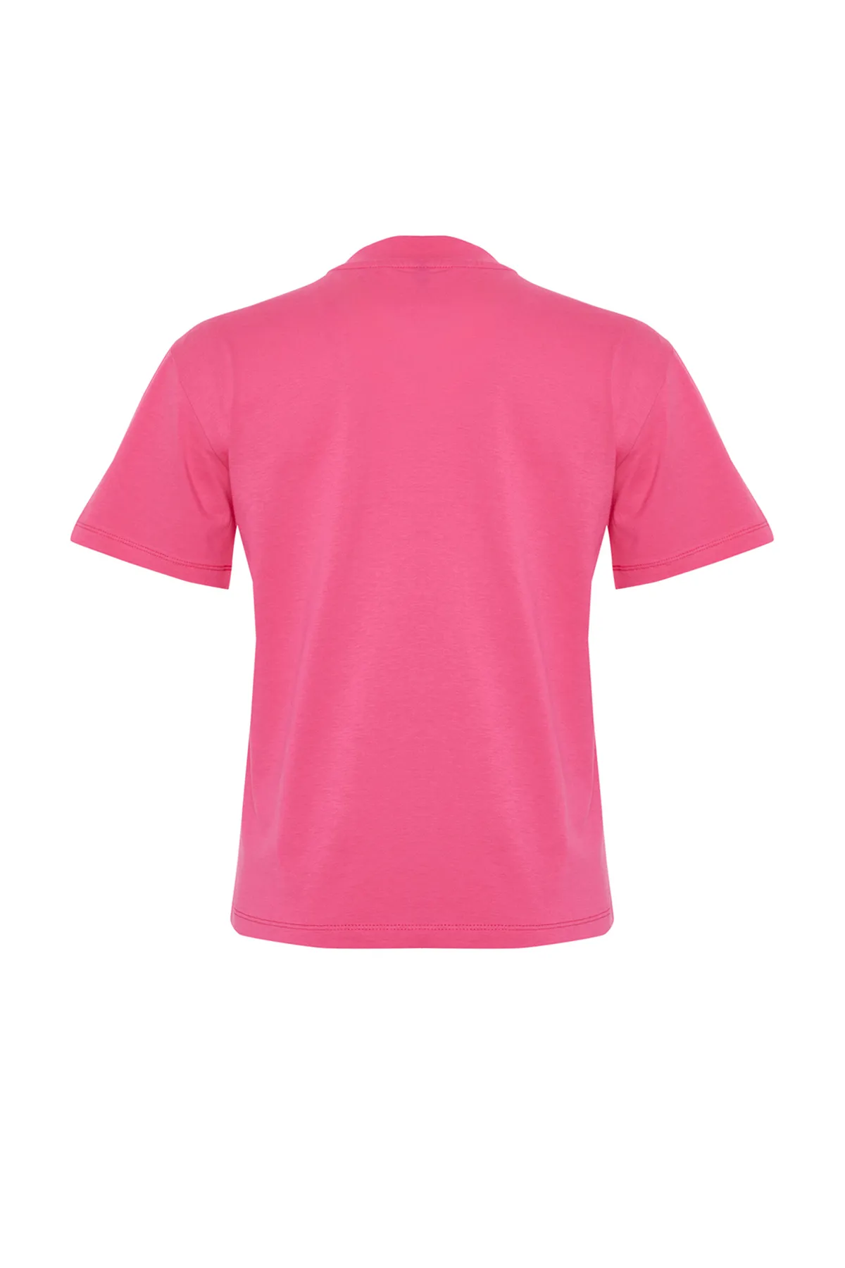Trendyol Collection  Dunkelrosa Basic-Strick-T-Shirt aus 100 % Baumwolle mit Stehkragen TWOAW20TS0096