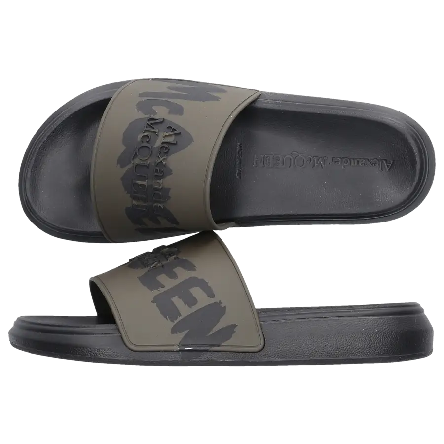 Alexander McQueen - Badeschuhe SLIDER GRAFF. Kautschuk - grün