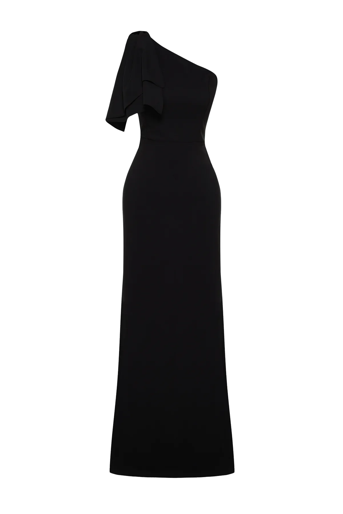 Trendyol Collection  Schwarzes, gerade geschnittenes, gewebtes Abendkleid und Abschlusskleid TPRSS23AE00095