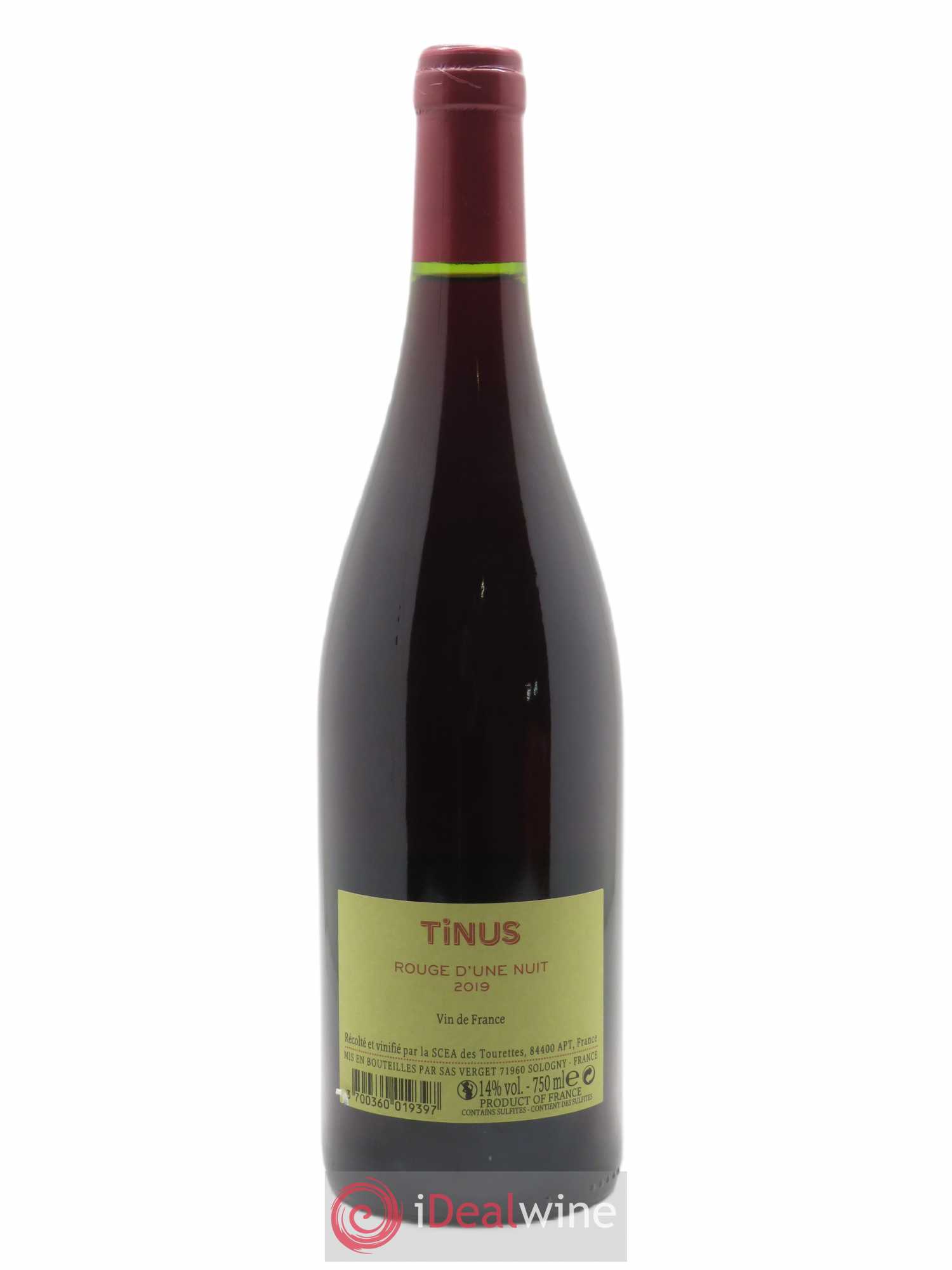 Vin de France Château des Tourettes Rouge d'une nuit Jean Marie Guffens  2019 - Lot de 1 Bouteille