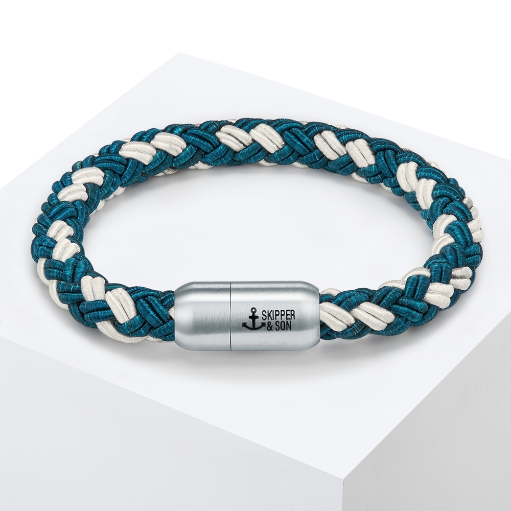 Skipper & Son Bracelet en acier inoxydable Nylon en Bleu Bracelet