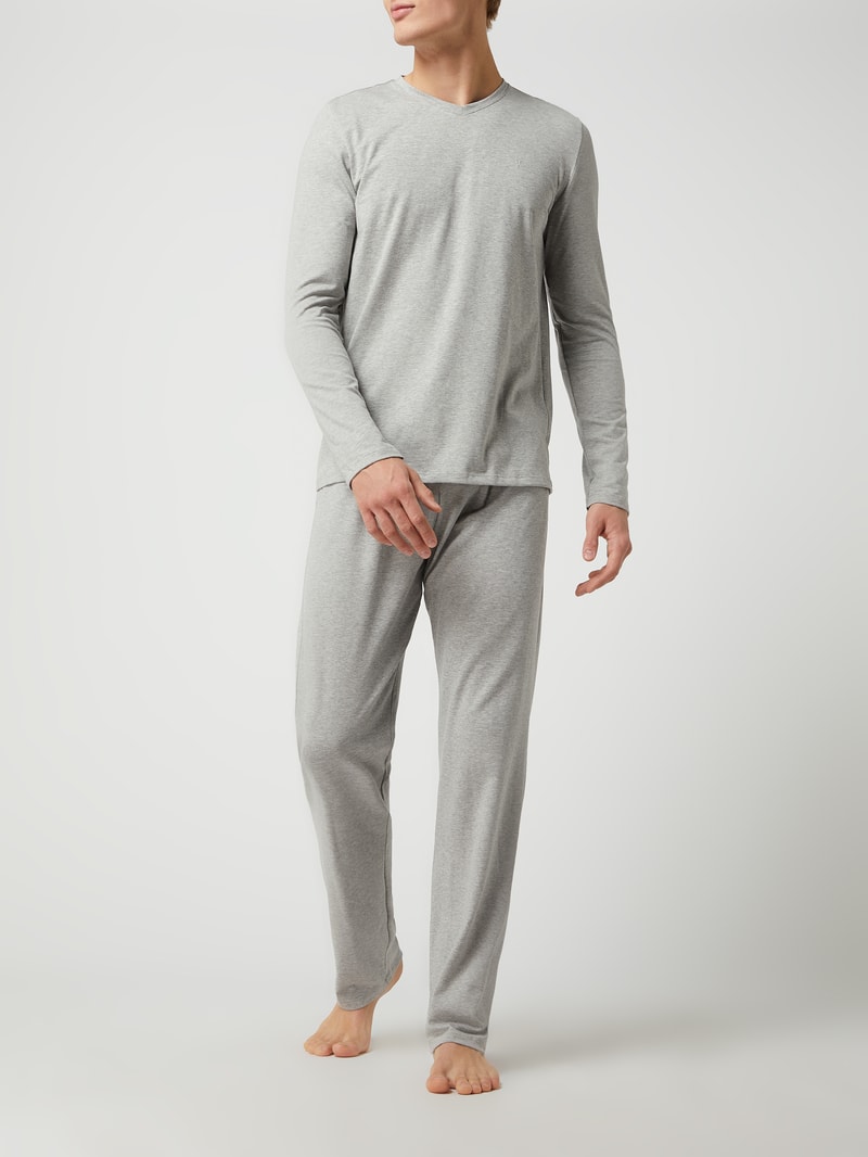Pyjama-Hose mit Stretch-Anteil in mittelgrau meliert
