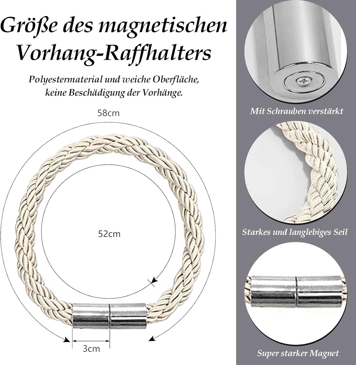 Raffhalter Vorhang Raffhalter Vorhang Clips(4 Stück Beige), Runxizhou, (4-tlg)
