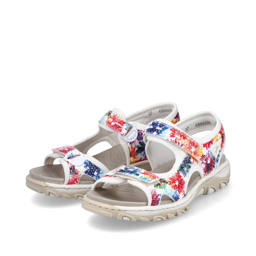 Rieker Damen Trekkingsandalen geblümt-reinweiß