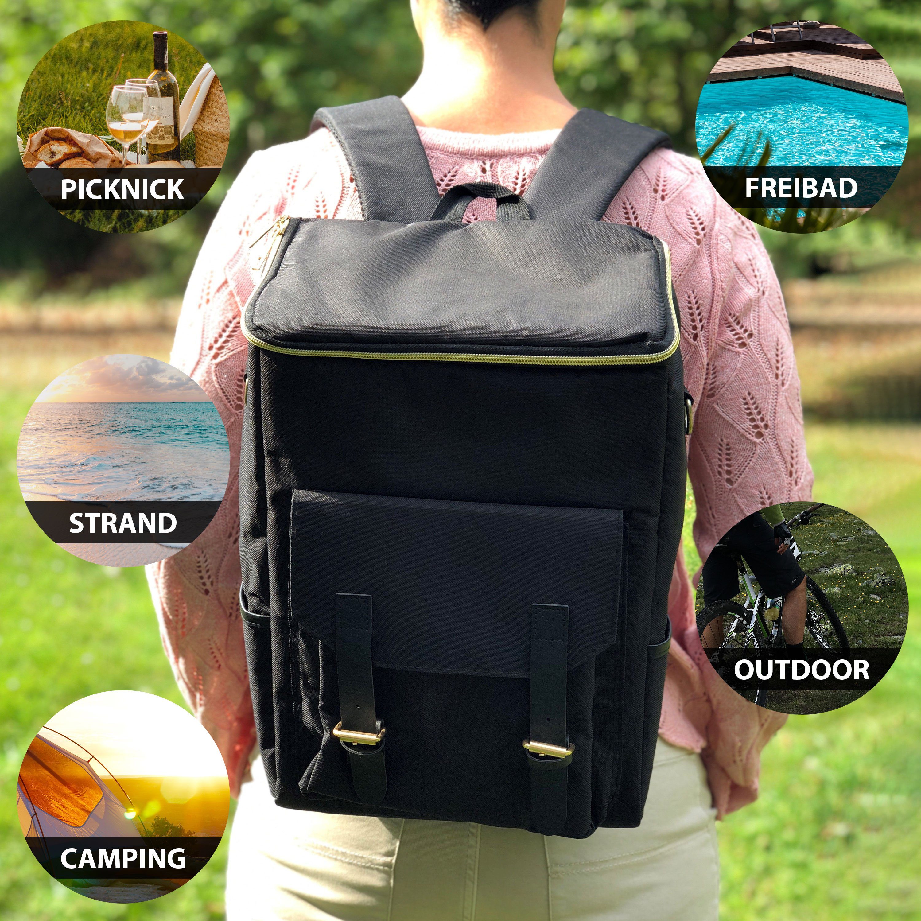 CEPEWA Kühltasche Thermo Rucksack 20 Liter schwarz 28x41x14cm