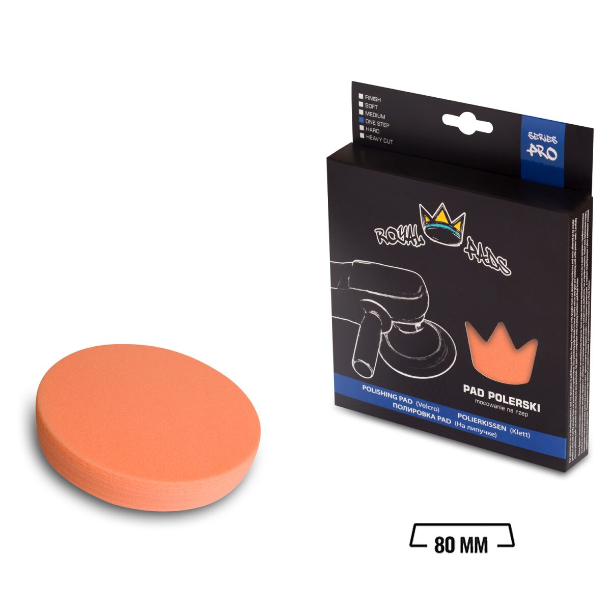 Royal Pads - PRO One Step Schaum-Polierpad 80mm orange