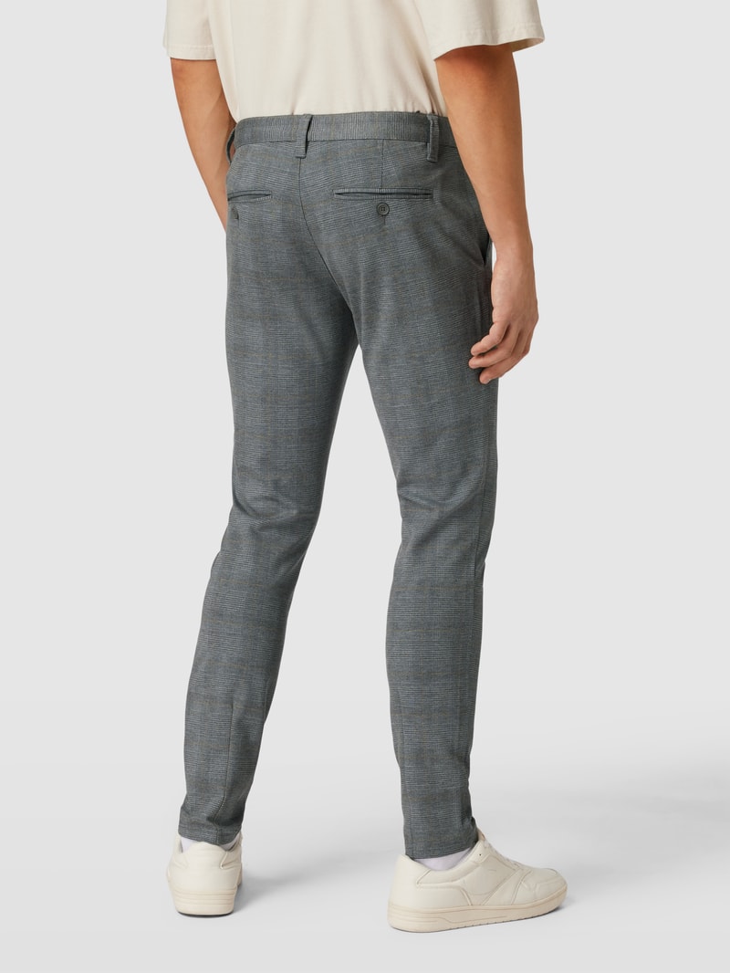 Tapered Fit Hose mit Glencheck-Muster Modell 'MARK' in mittelgrau