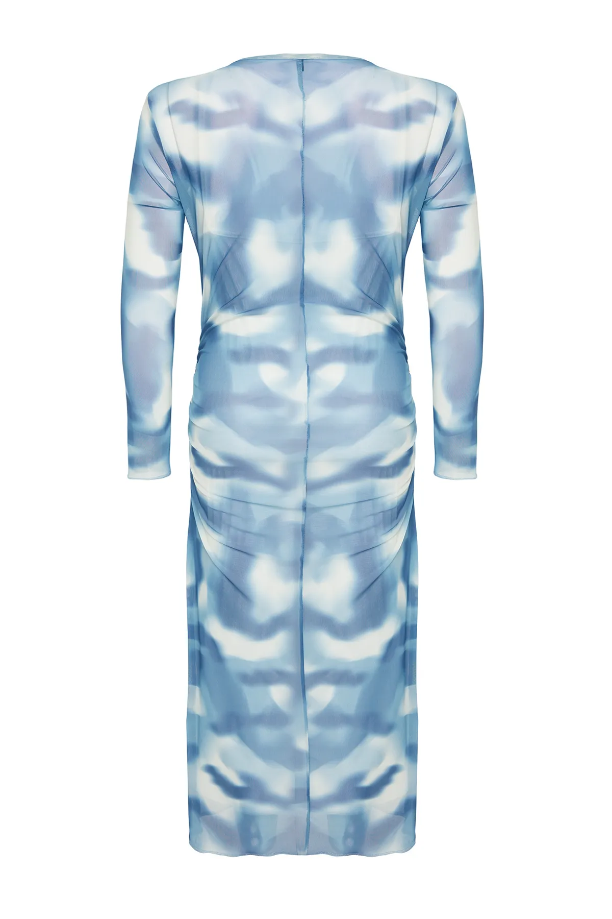 Trendyol Curve  Blaues Tüll-Strickkleid in Übergröße TBBSS24AH00058
