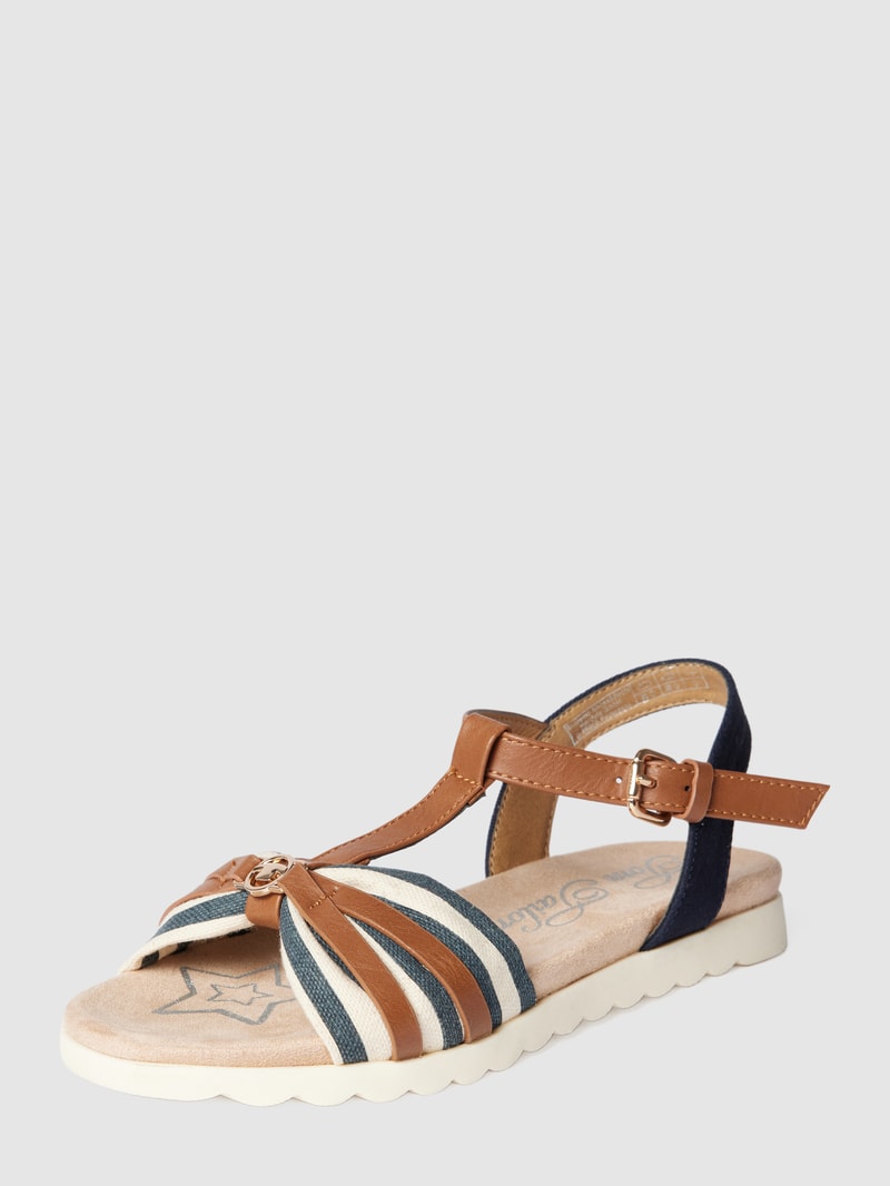 Sandalen mit Label-Applikation in marineblau