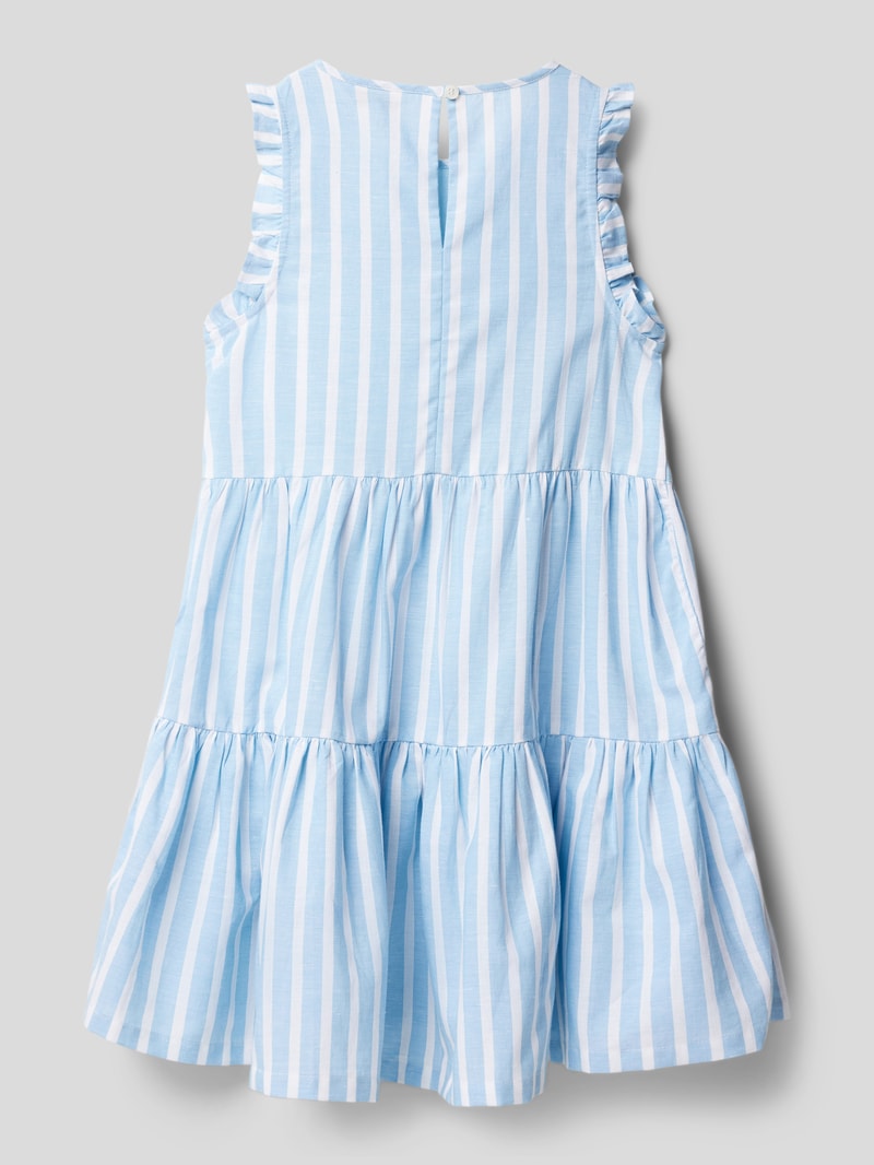 Knielanges Kleid mit Streifenmuster in bleu