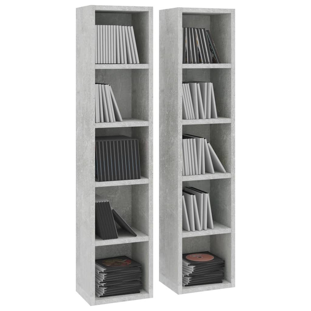 vidaXL Regal CD-Regale 2 Stk Betongrau 21x16x93,5 cm Spanplatte