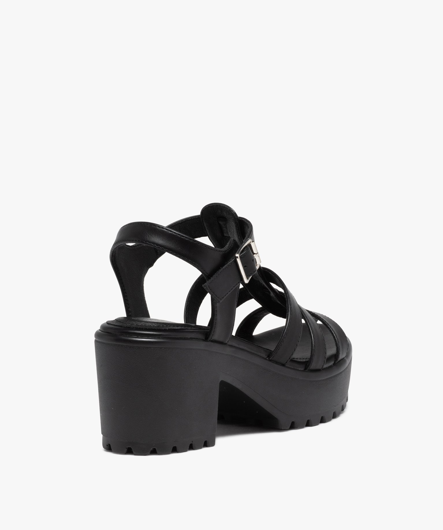 Sandales femme unies à brides multiples et semelle crantée noir | GEMO