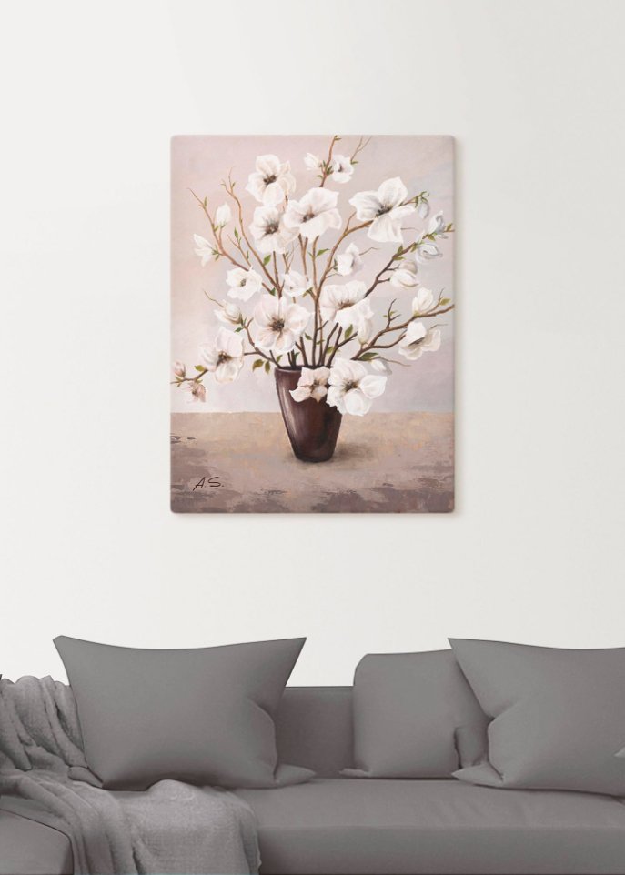 Leinwandbild mit Magnolien in Vase