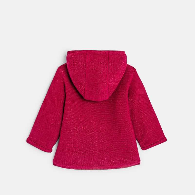 Gilet maille tricot doublé soft boa violet bébé fille