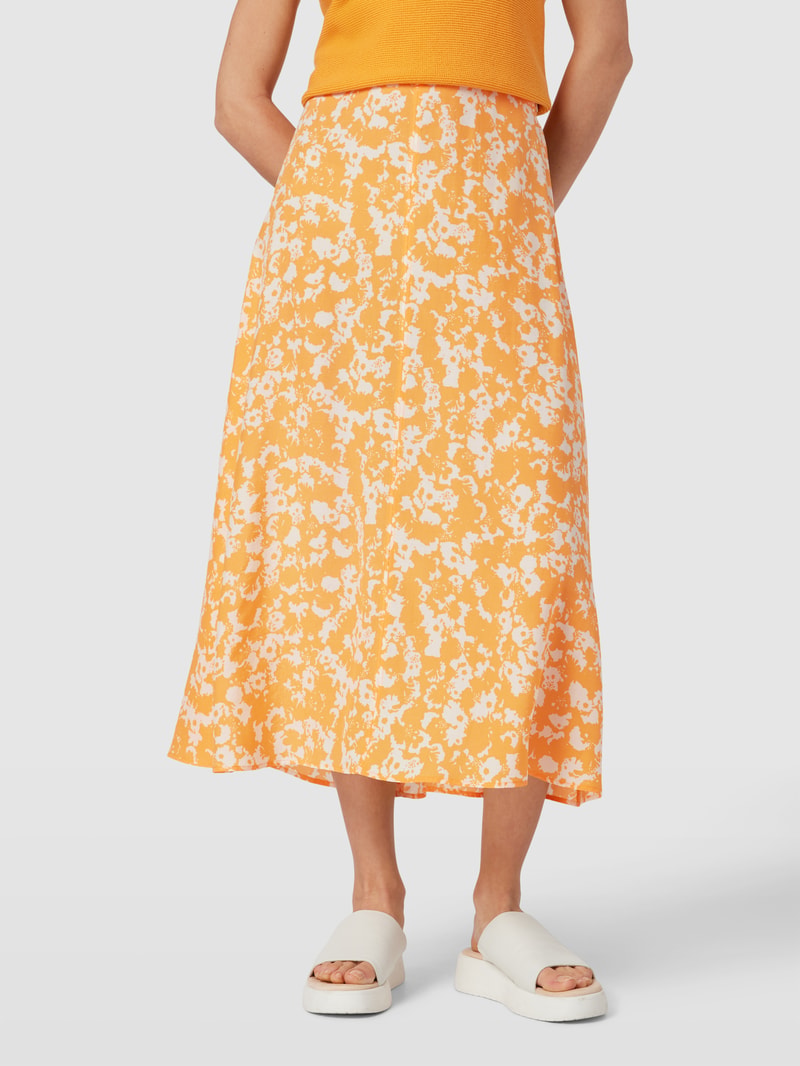 Midirock aus Lyocell mit Allover-Muster Modell 'SAALANJA' in orange